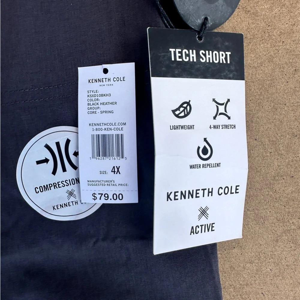 Kenneth Cole Active Dark Gray Athletic shorts compression liner NWT 4X - Picture 12 of 12